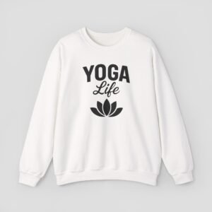 Yoga Life Unisex Crewneck Sweatshirt, Cozy Yoga Apparel, Gift for Yoga Lovers, Wellness Clothing, Comfortable Sweatshirt for Meditation