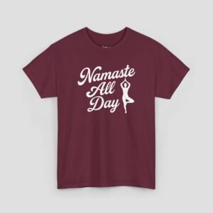 Namaste All Day Unisex Heavy Cotton Tee, Yoga Shirt, Gift for Yogis, Relaxed Fit Tee, Wellness Apparel, Mindfulness Clothing