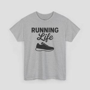 Running Life Unisex Heavy Cotton Tee, Fitness Shirt, Casual T-Shirt, Gift for Runners, Everyday Wear, Workout Apparel